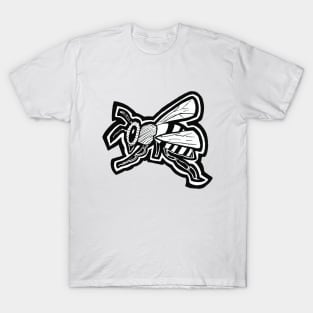 Black and White Bee Illustration T-Shirt